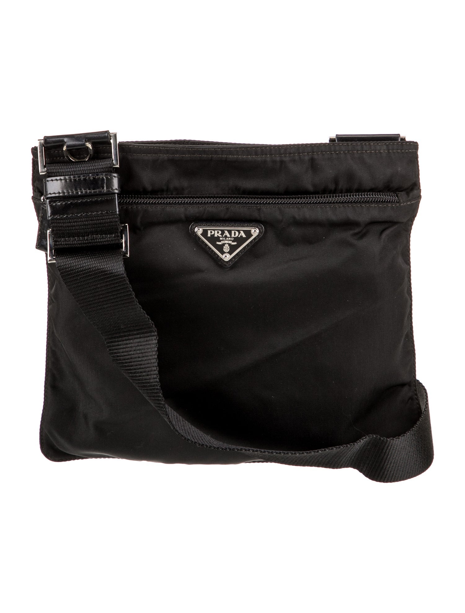 Prada Enameled Metal Triangle Messenger Bag