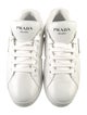 Prada Enameled Metal Triangle Leather Sneakers