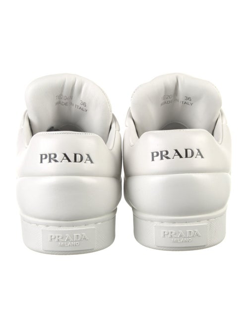Prada Enameled Metal Triangle Leather Sneakers