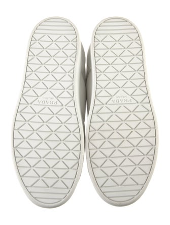 Prada Enameled Metal Triangle Leather Sneakers