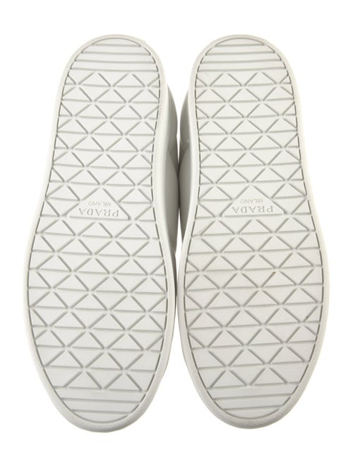 Prada Enameled Metal Triangle Leather Sneakers