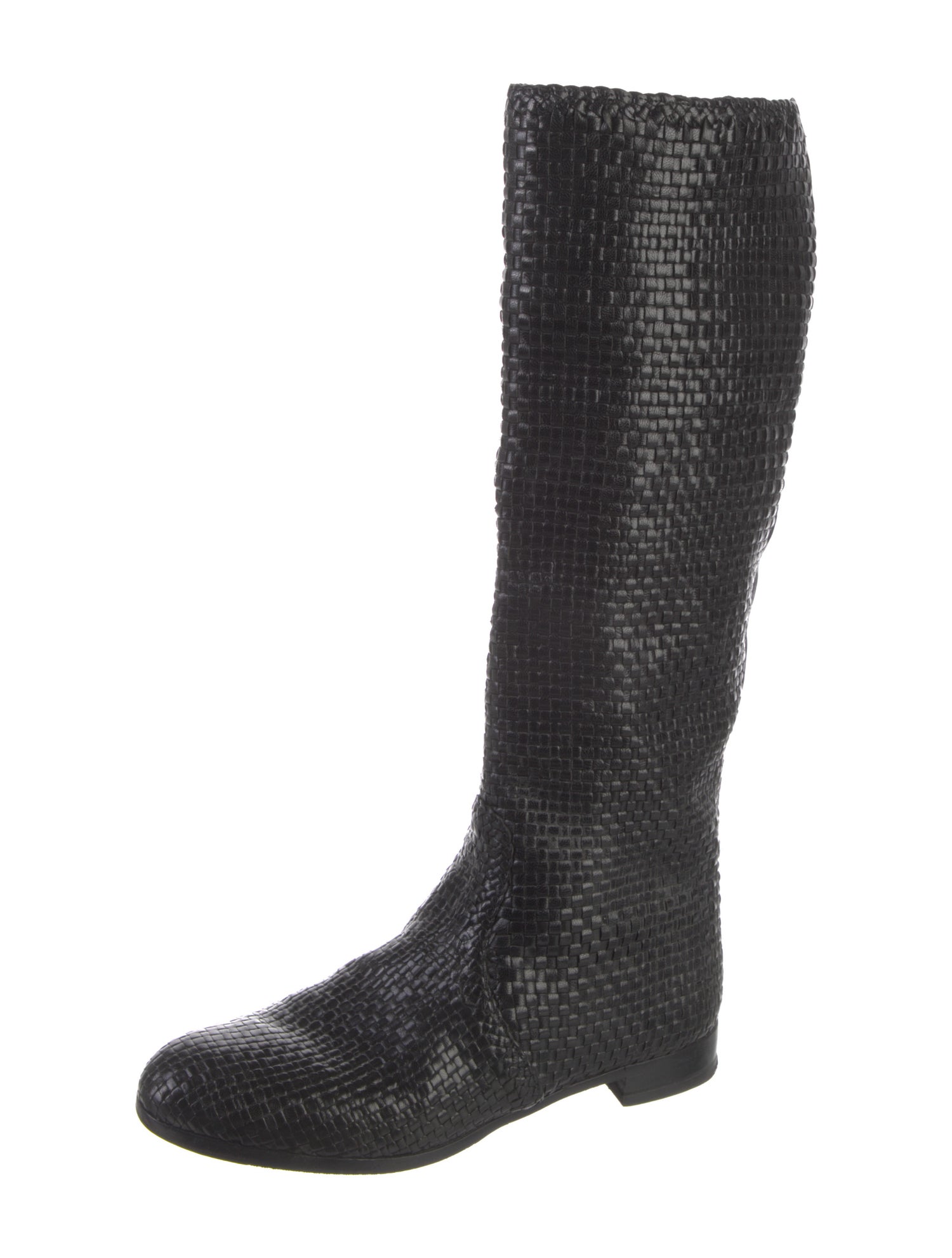 Prada Leather Braided Accents Riding Boots