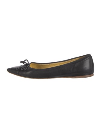 Prada Leather Bow Accents Ballet Flats