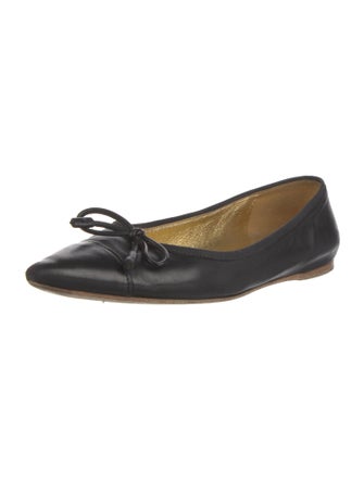 Prada Leather Bow Accents Ballet Flats
