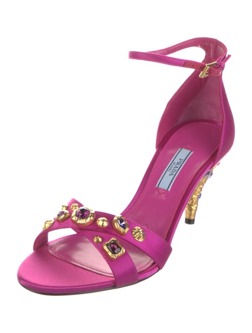 Prada Satin Crystal Embellishments Sandals