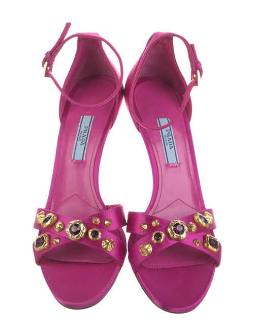 Prada Satin Crystal Embellishments Sandals