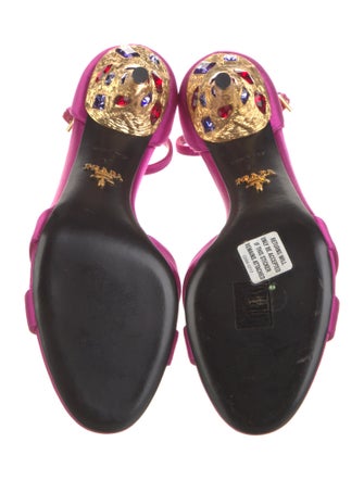 Prada Satin Crystal Embellishments Sandals