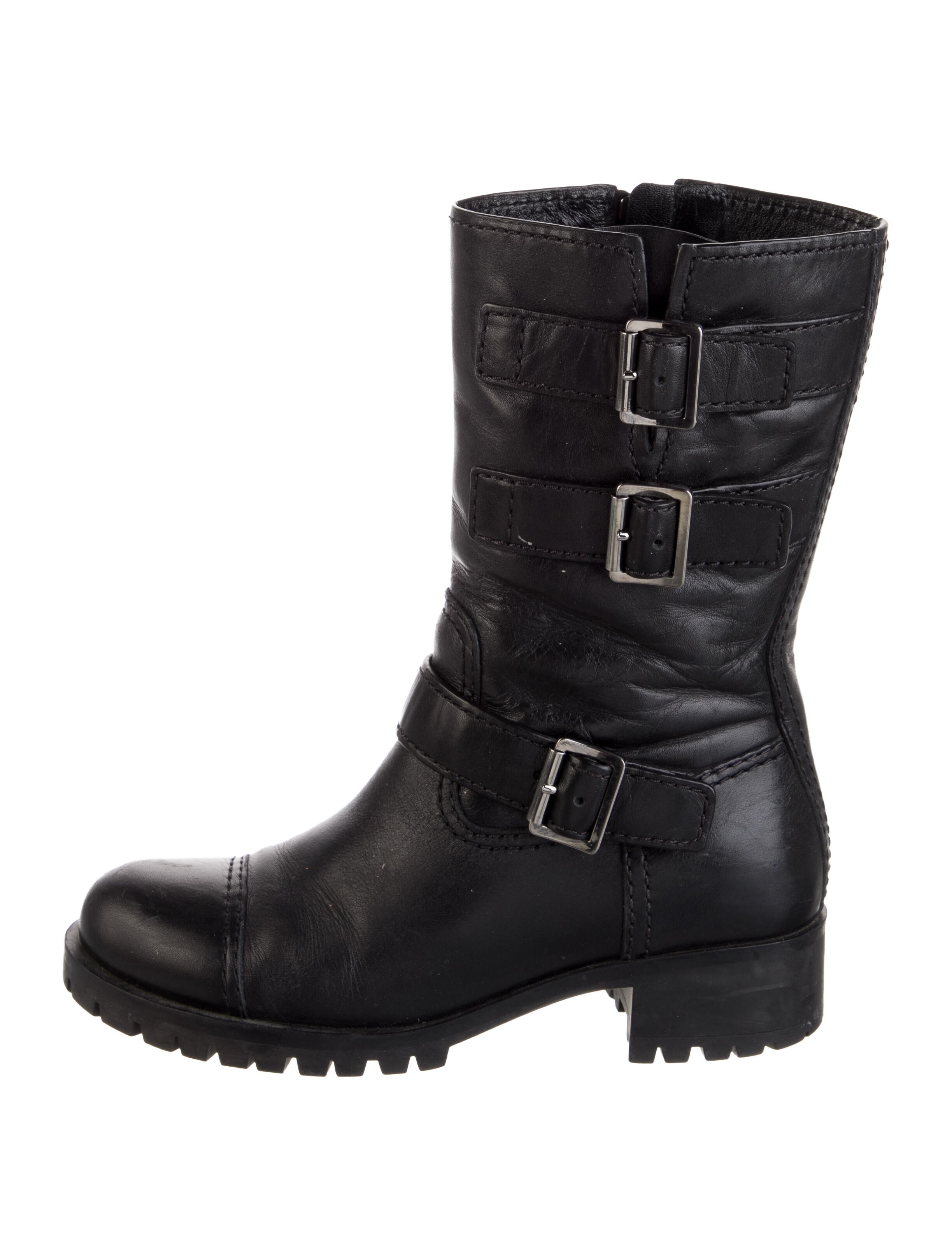 Prada Leather Moto Boots