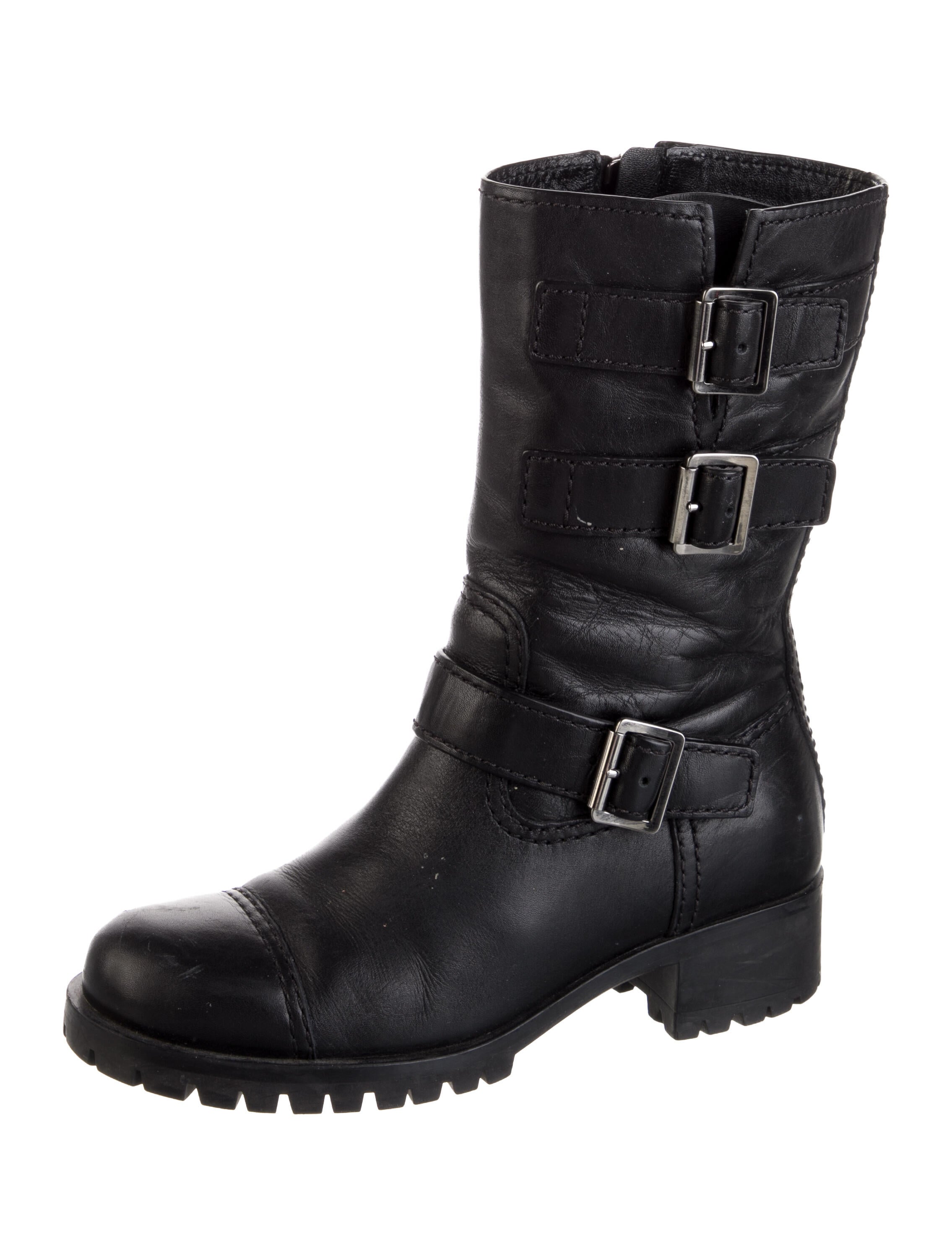 Prada Leather Moto Boots