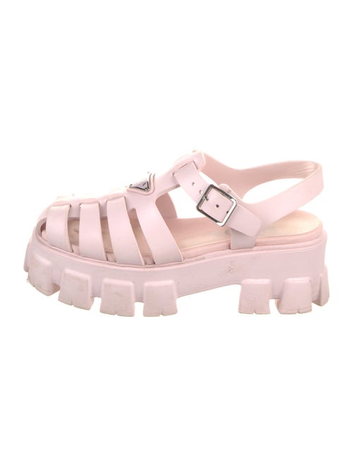 Prada Enameled Metal Triangle Rubber Gladiator Sandals