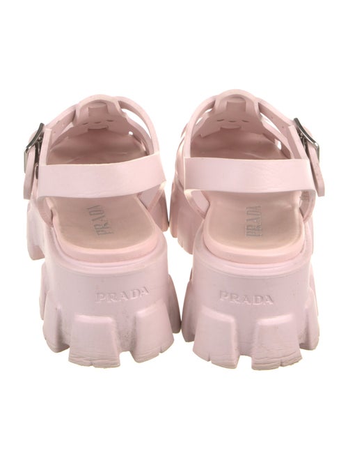 Prada Enameled Metal Triangle Rubber Gladiator Sandals