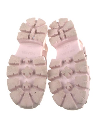 Prada Enameled Metal Triangle Rubber Gladiator Sandals