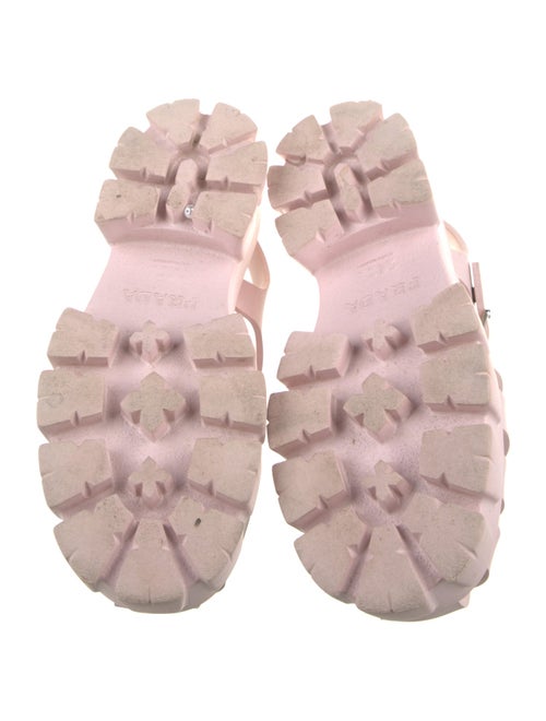 Prada Enameled Metal Triangle Rubber Gladiator Sandals