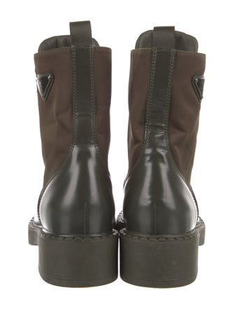 Prada Tessuto Nylon Patent Leather Combat Boots