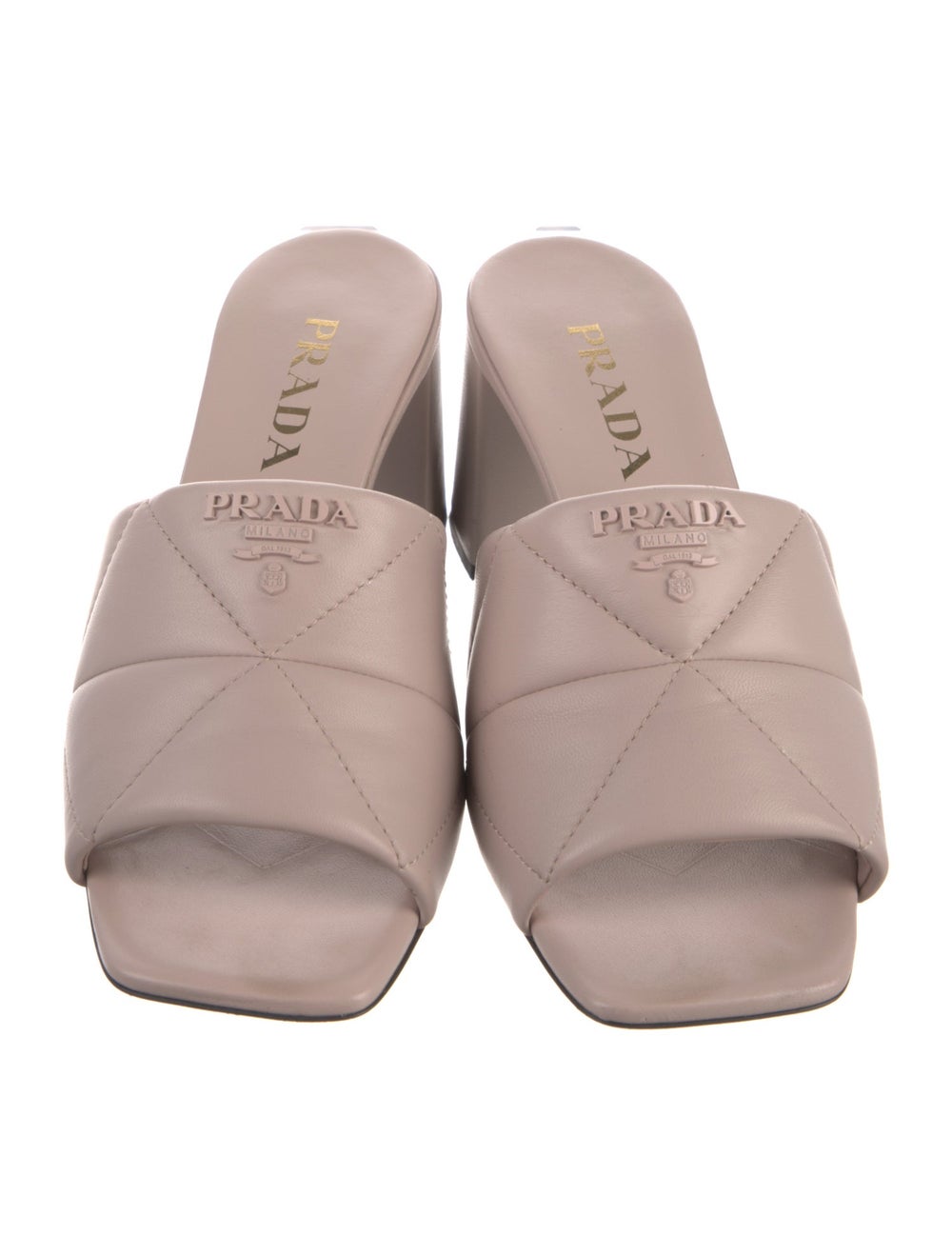 Prada Leather Slides Neutrals & Pink Quilted Patt… - image 3
