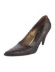 Prada Leather Embroidered Accent Pumps