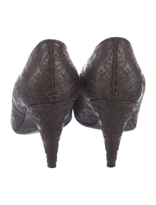 Prada Leather Embroidered Accent Pumps