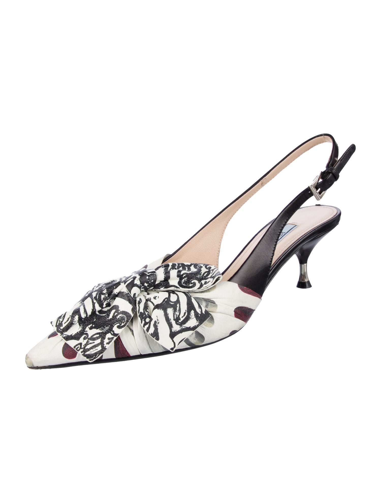 Prada Leather Printed Slingback Pumps