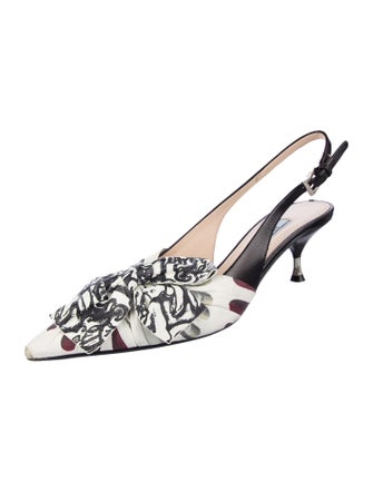Prada Leather Printed Slingback Pumps