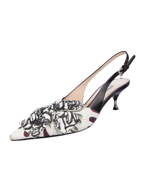 Prada Leather Printed Slingback Pumps