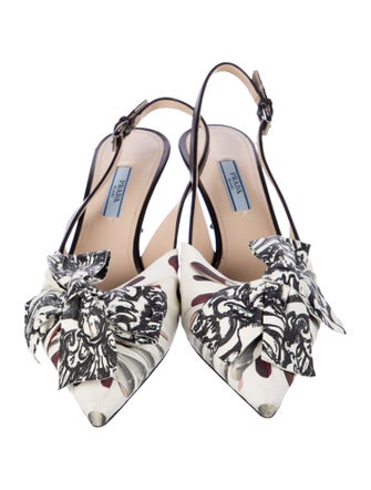 Prada Leather Printed Slingback Pumps