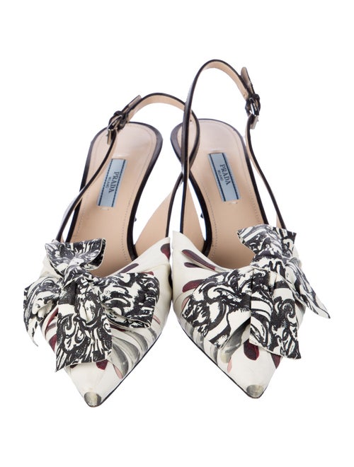 Prada Leather Printed Slingback Pumps