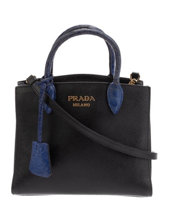 Prada Saffiano Cuir Leather Side Pleat Tote
