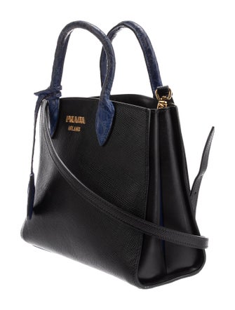 Prada Saffiano Cuir Leather Side Pleat Tote