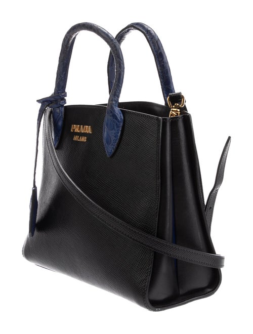 Prada Saffiano Cuir Leather Side Pleat Tote