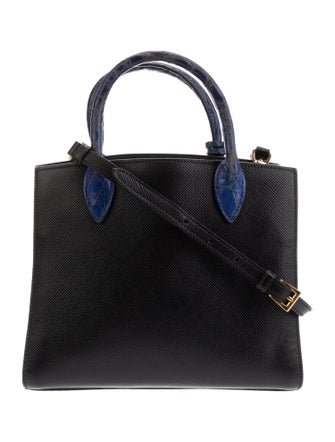 Prada Saffiano Cuir Leather Side Pleat Tote