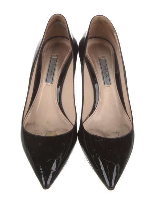 Prada Patent Leather Leather Trim Embellishment Pumps