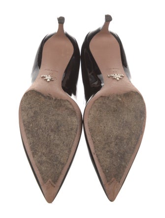 Prada Patent Leather Leather Trim Embellishment Pumps