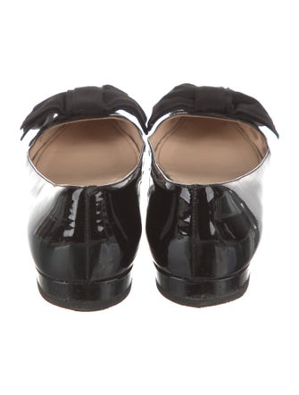 Prada Patent Leather Bow Accents Ballet Flats