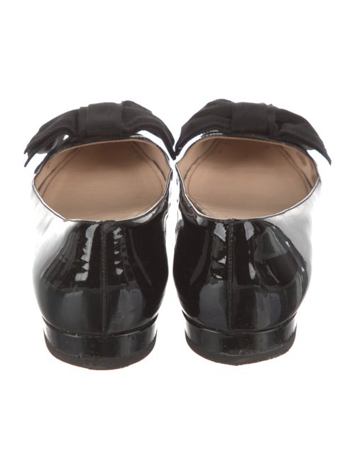Prada Patent Leather Bow Accents Ballet Flats