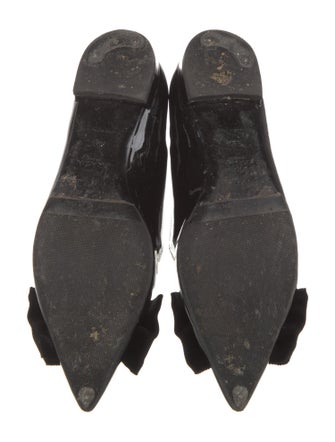 Prada Patent Leather Bow Accents Ballet Flats