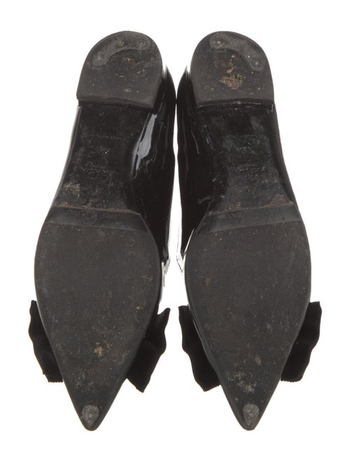 Prada Patent Leather Bow Accents Ballet Flats