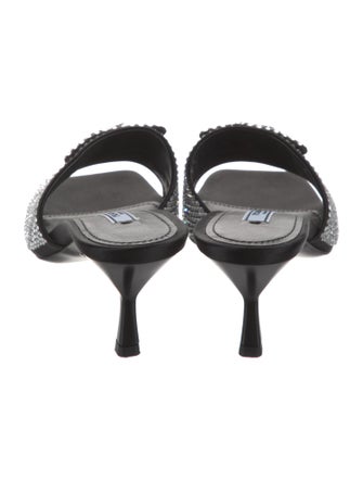 Prada Satin Crystal Embellishments Slides