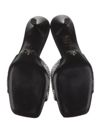 Prada Satin Crystal Embellishments Slides