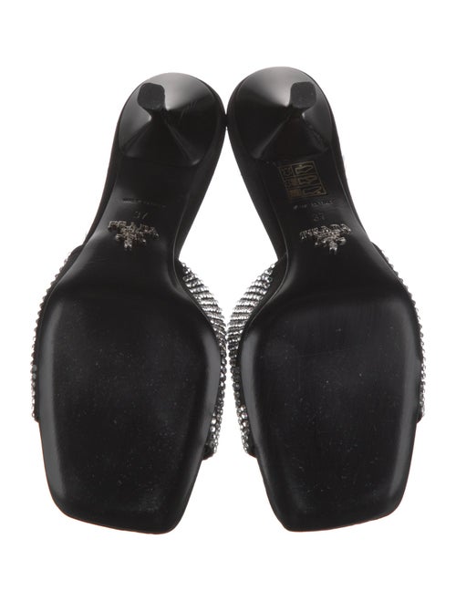 Prada Satin Crystal Embellishments Slides