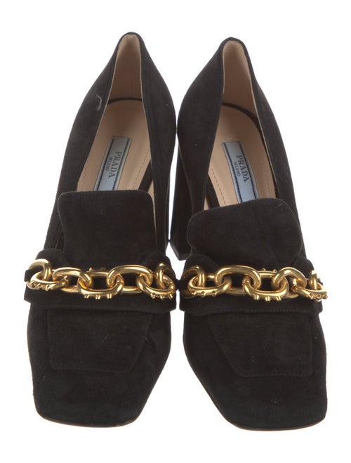Prada Suede Chain-Link Accents Pumps