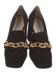Prada Suede Chain-Link Accents Pumps