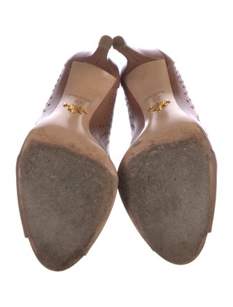 Prada Leather Cutout Accent Pumps