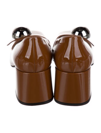 Prada Patent Leather Leather Trim Embellishment Pumps