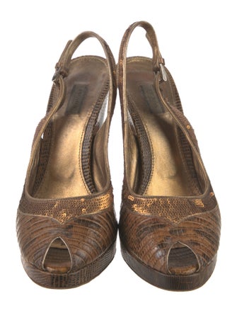 Prada Leather Animal Print Slingback Pumps