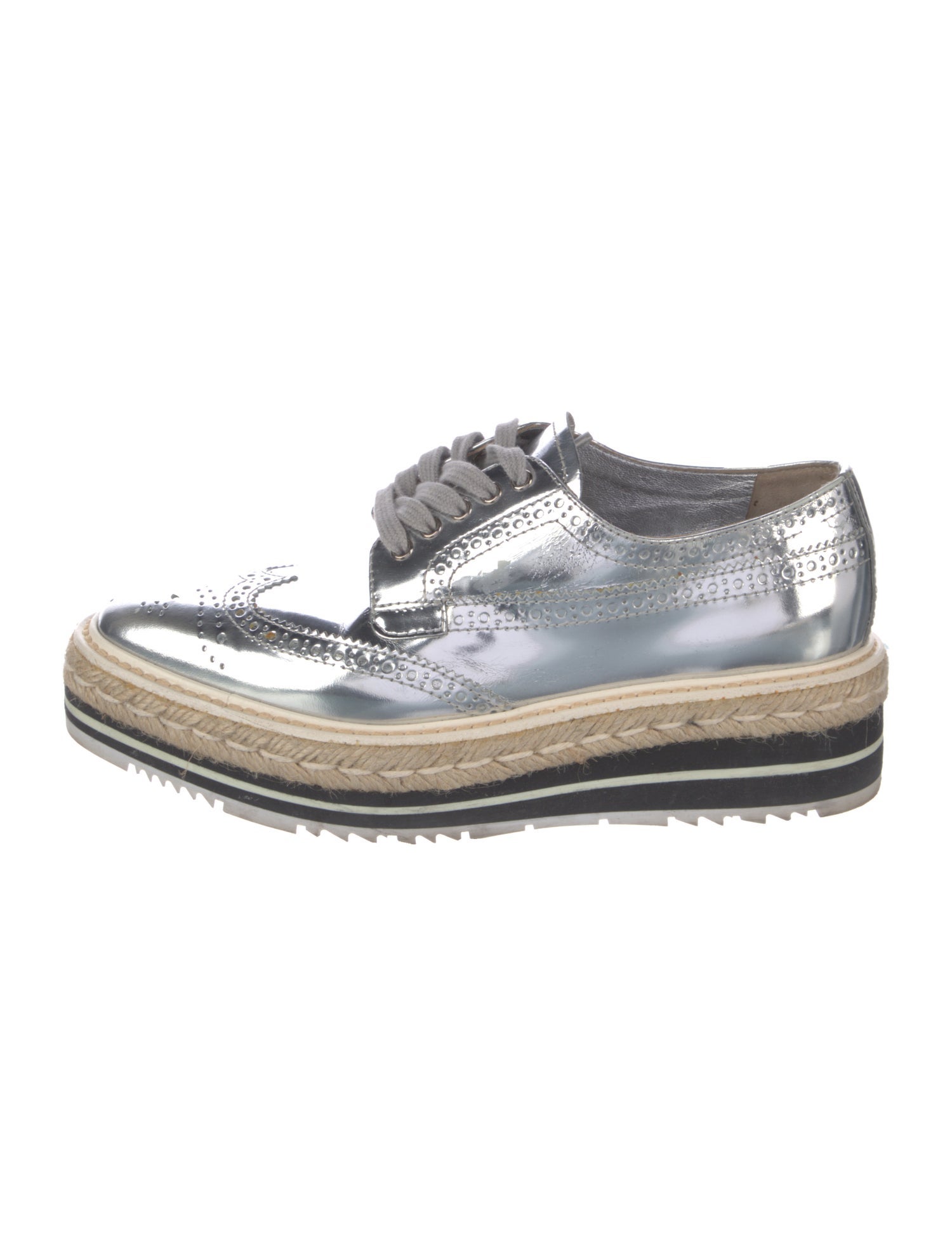 Prada Patent Leather Lasercut Accents Oxfords
