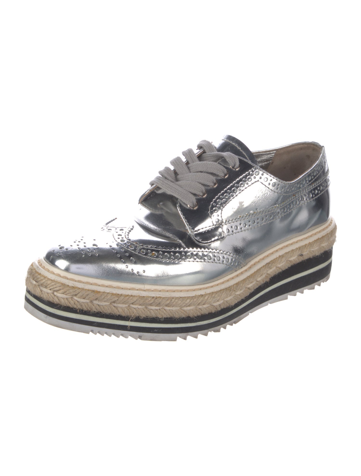 Prada Patent Leather Lasercut Accents Oxfords