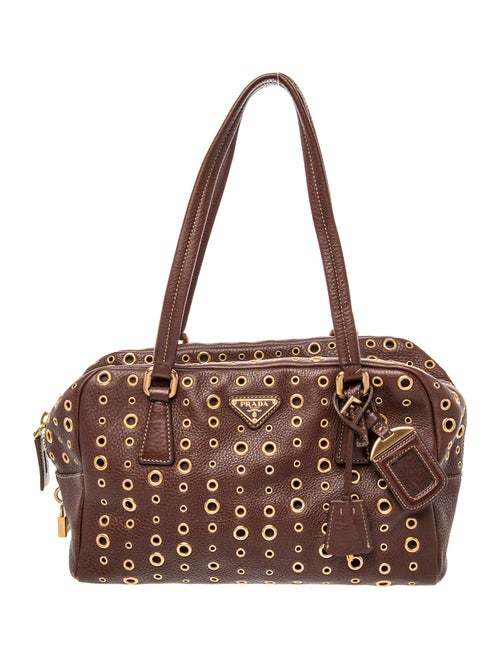 Prada Vitello Daino Leather Bauletto Grommet