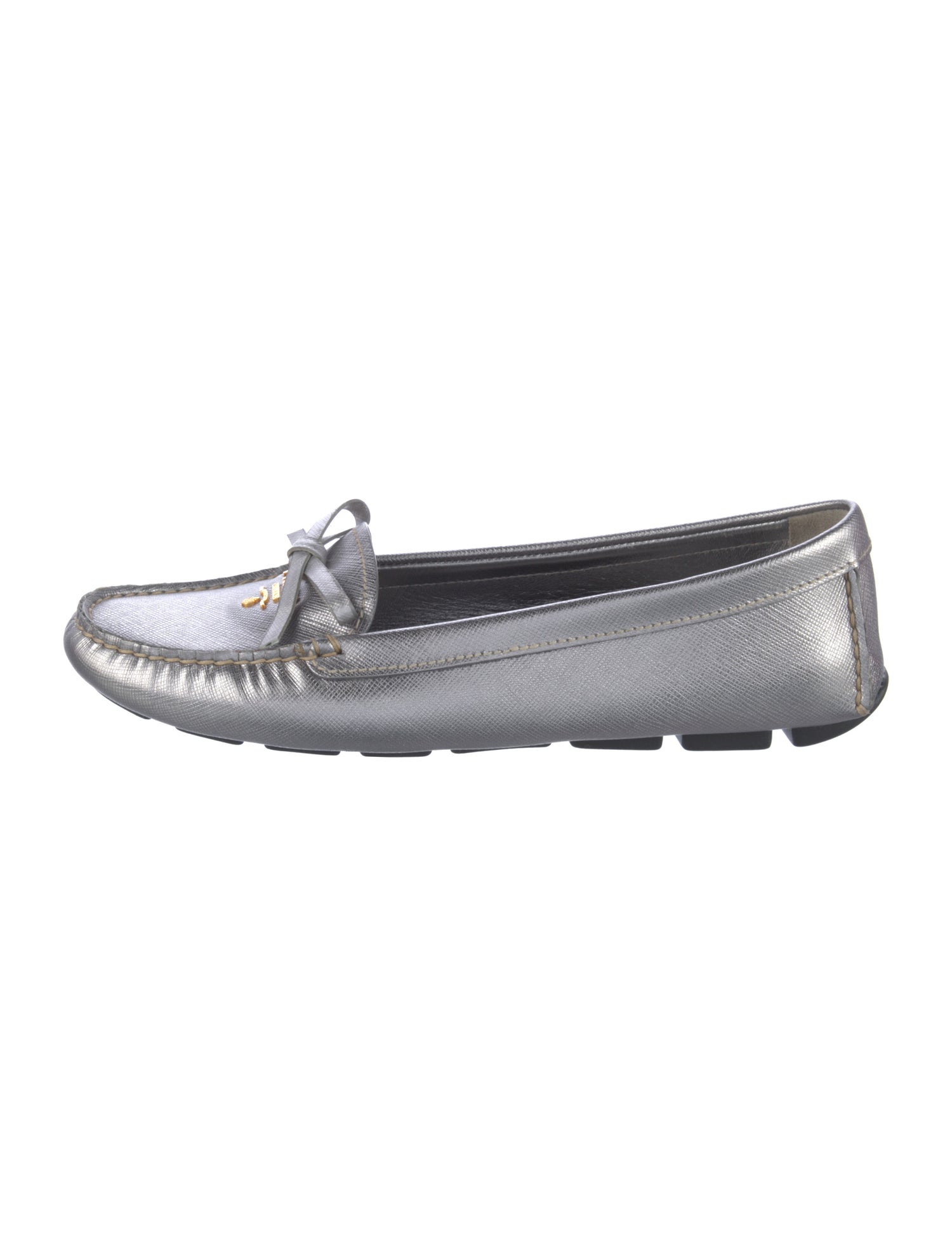 Prada Leather Bow Accents Loafers
