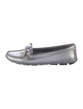 Prada Leather Bow Accents Loafers