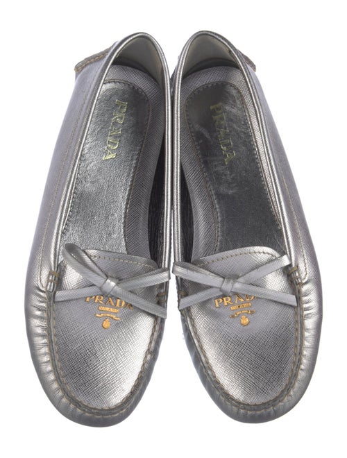 Prada Leather Bow Accents Loafers